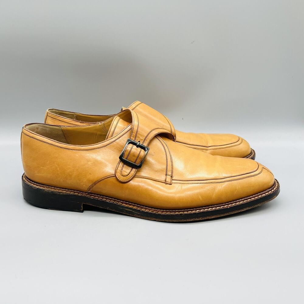 Mezlan Shoes Mens 12 Brown Leather Monk Strap Buckle Loafer Dress Flats Classic